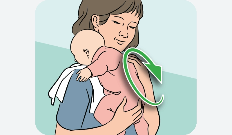 گرفتن آروغ نوزاد در حالت گرفتن بر روی شانه گرفتن آروغ نوزاد در حالت گرفتن بر روی شانه