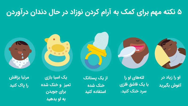 روش های آرام کردن نوزاد حین دندان درآوردن