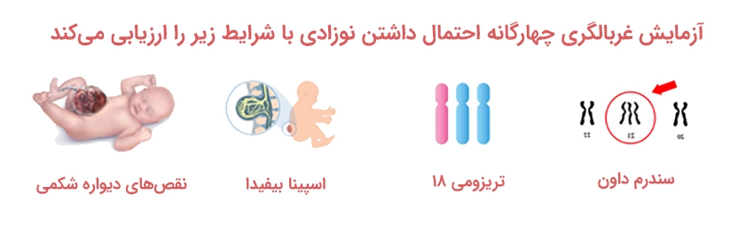 آزمایش غرالگری چهارگانه چه مواردی را ارزیابی می کند