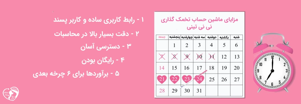 Benefits of the NiNiTiny Ovulation Calculator مزایای ماشین حساب تخمک گذاری نی نی تینی