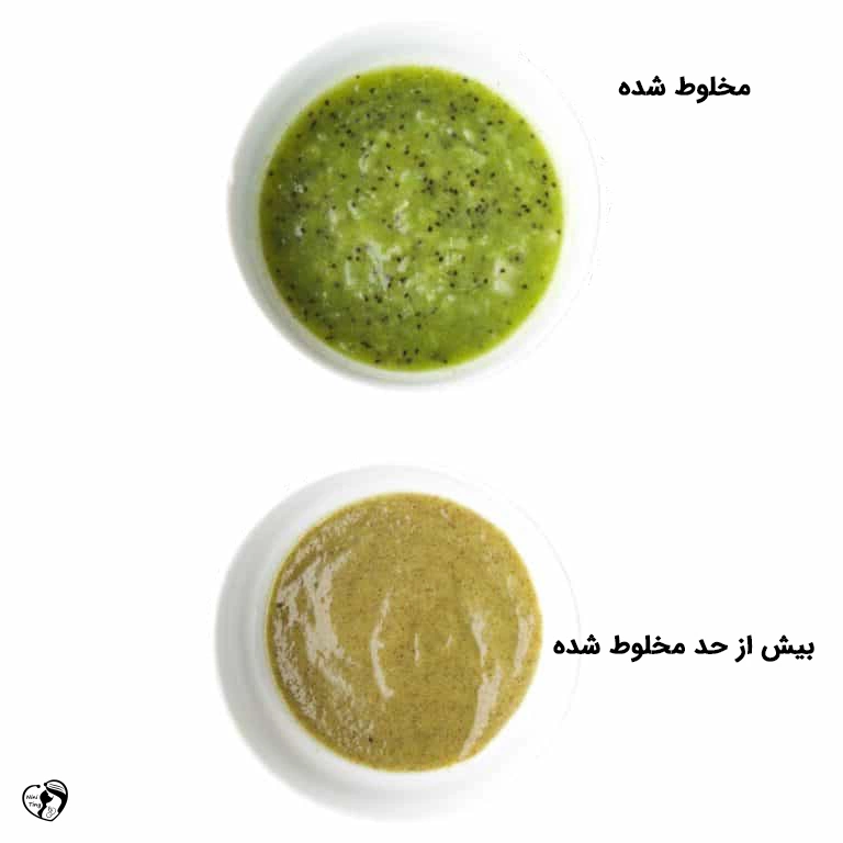 Over Blended Kiwi Puree vs Jus Blended مخلوط کردن کیوی
