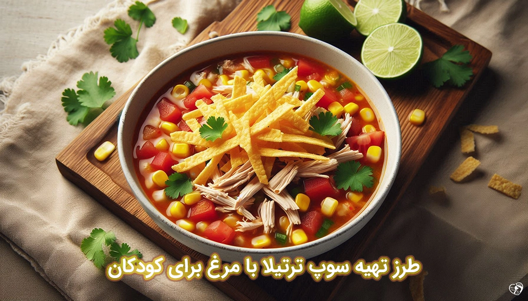 سوپ ترتیلا با مرغ برای کودکان طرز تهیه سوپ ترتیلا با مرغ برای کودکان