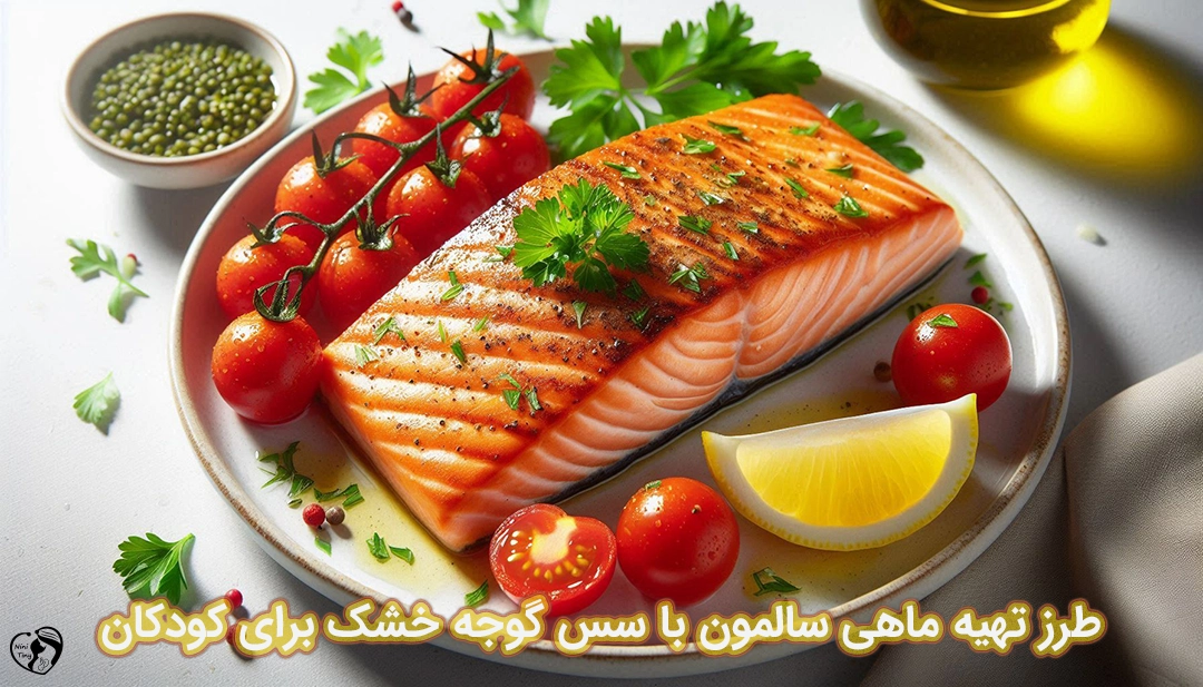 ماهی سالمون با سس گوجه خشک برای کودکان طرز تهیه ماهی سالمون با سس گوجه خشک برای کودکان