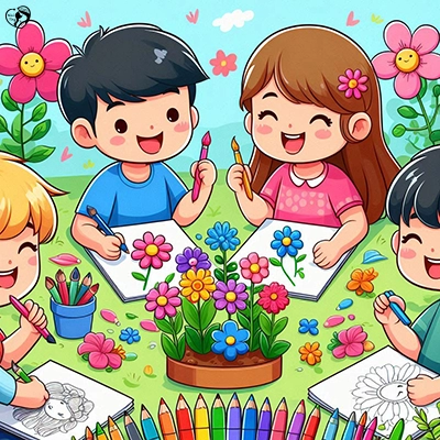 آموزش نقاشی گل و گیاه به کودکان