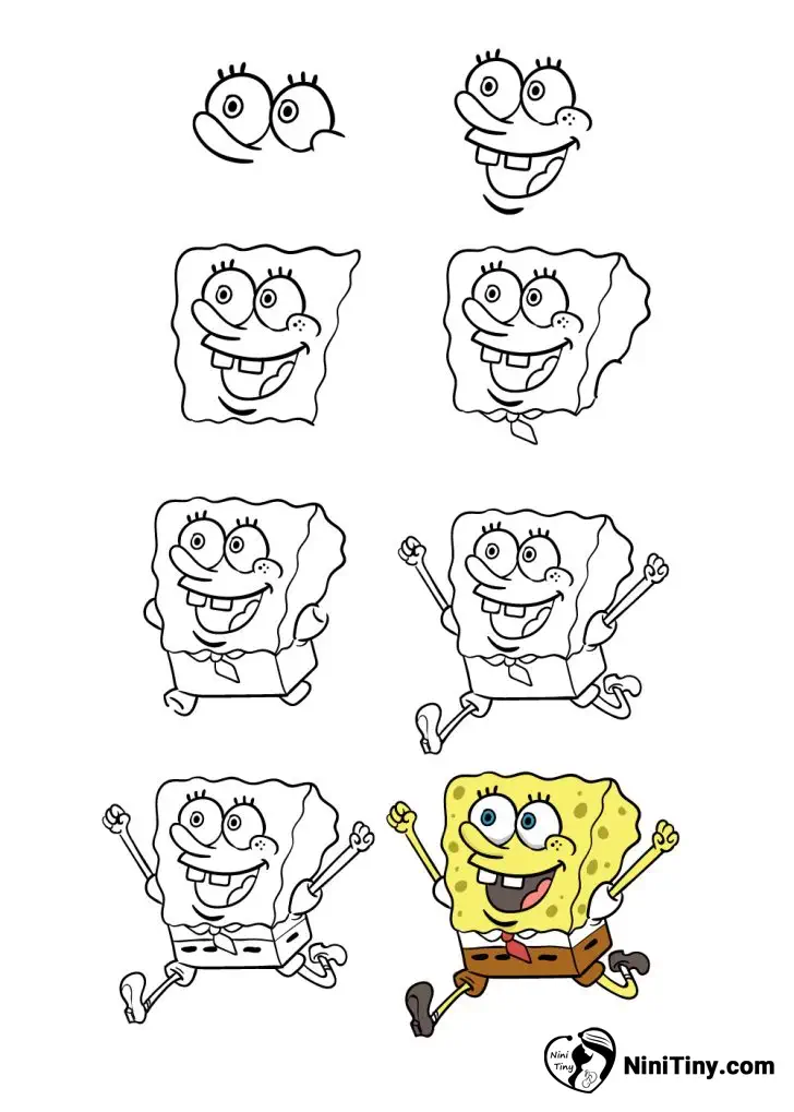 How to Draw Spongebob 9 آموزش نقاشی باب اسفنجی 9