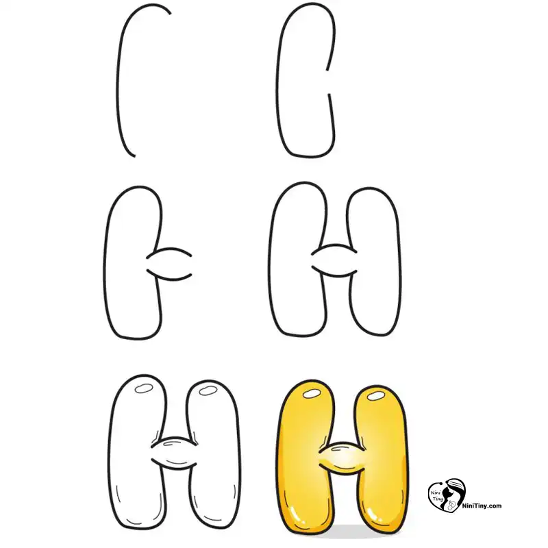 آموزش نقاشی حروف بادکنکی Hی compressed آموزش نقاشی حروف بادکنکی Hی compressed