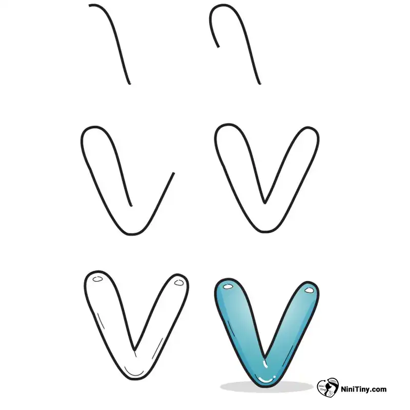 آموزش نقاشی نحوه کشیدن حرف حبابی V ی compressed آموزش نقاشی نحوه کشیدن حرف حبابی V ی compressed