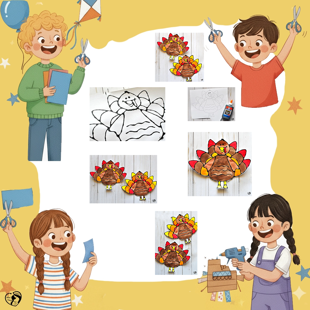 کاردسای کاردستی بوقلمون با چسب مشکی