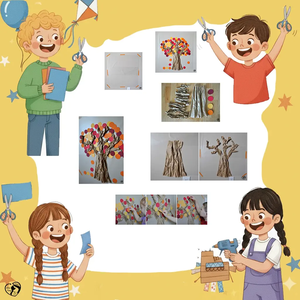 کاردستی 1 کاردستی درخت پاییزی چسبان دیواری