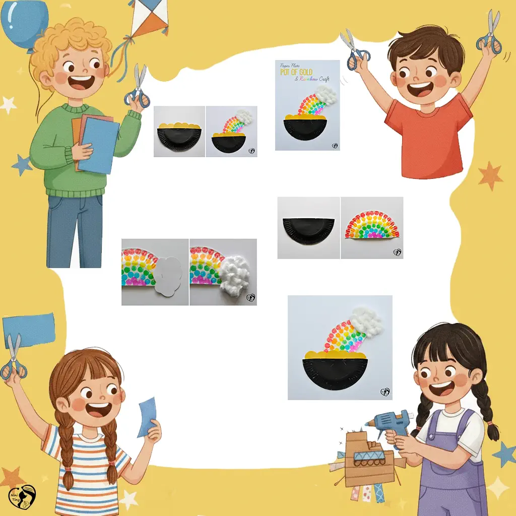 کاردستی 18 کاردستی دیگِ طلا و رنگینکمان