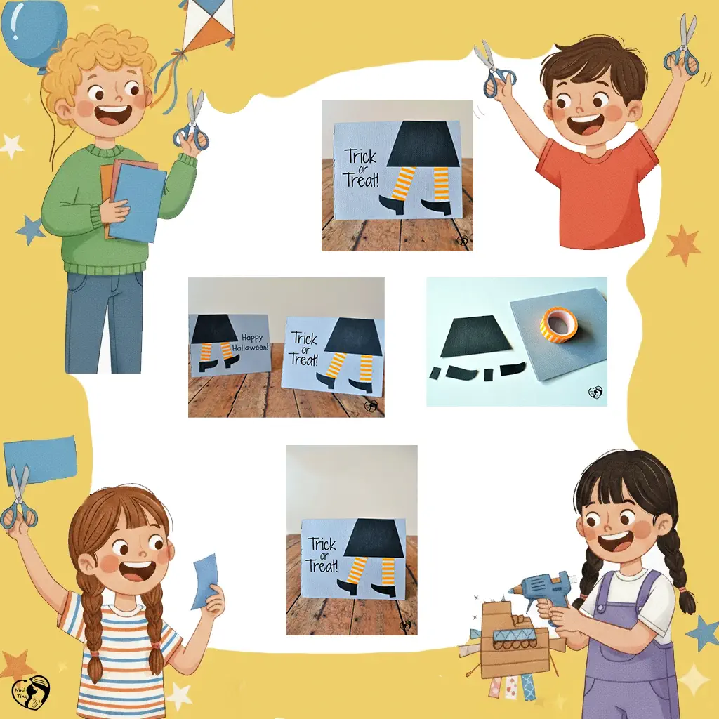 کاردستی 23 کاردستی کارت هالووین پاهای جادوگر