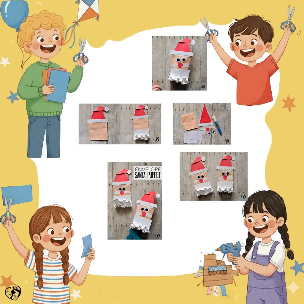 کاردستی 25 کاردستی پاکت عروسکی بابانوئل ساده و سرگرمکننده