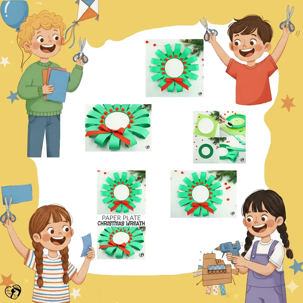 کاردستی حلقهٔ کریسمس با بشقاب کاغذی