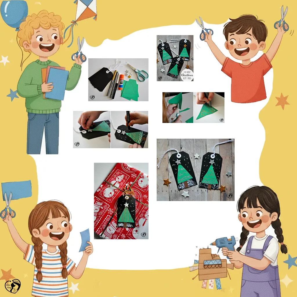 کاردستی «برچسب هدیهٔ کریسمس دست‌ساز کودکان»