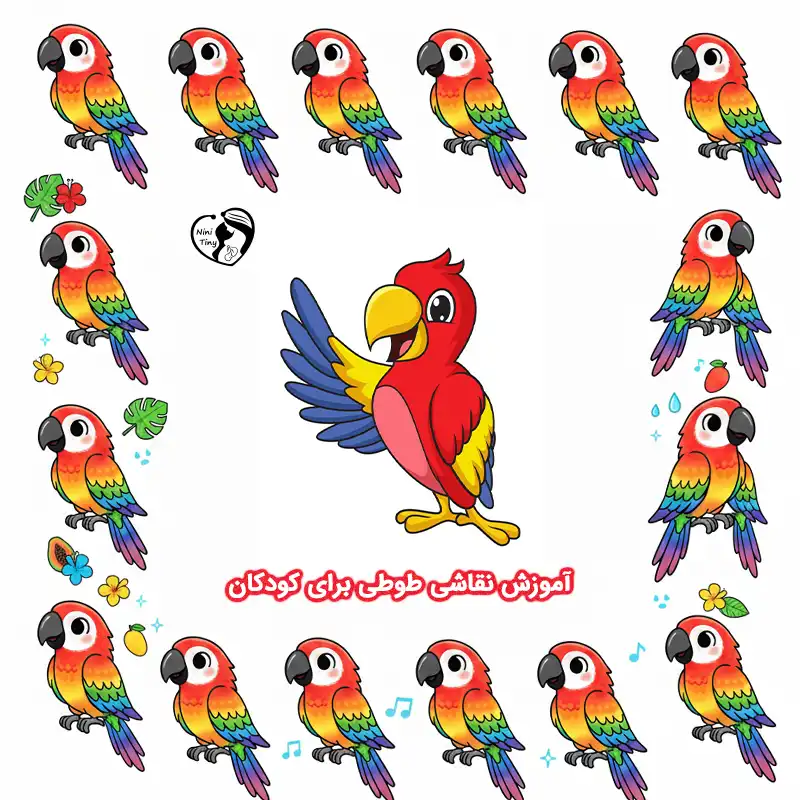 آموزش نقاشی طوطی برای کودکان