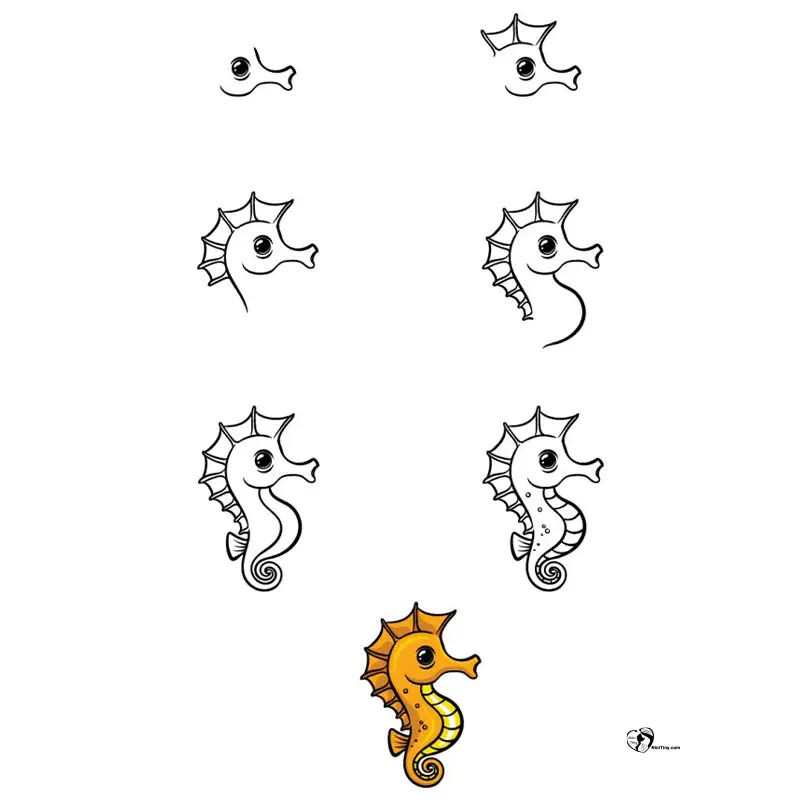 آموزش نقاشی اسب دریایی برای کودکان ن آموزش نقاشی اسب دریایی برای کودکان ن